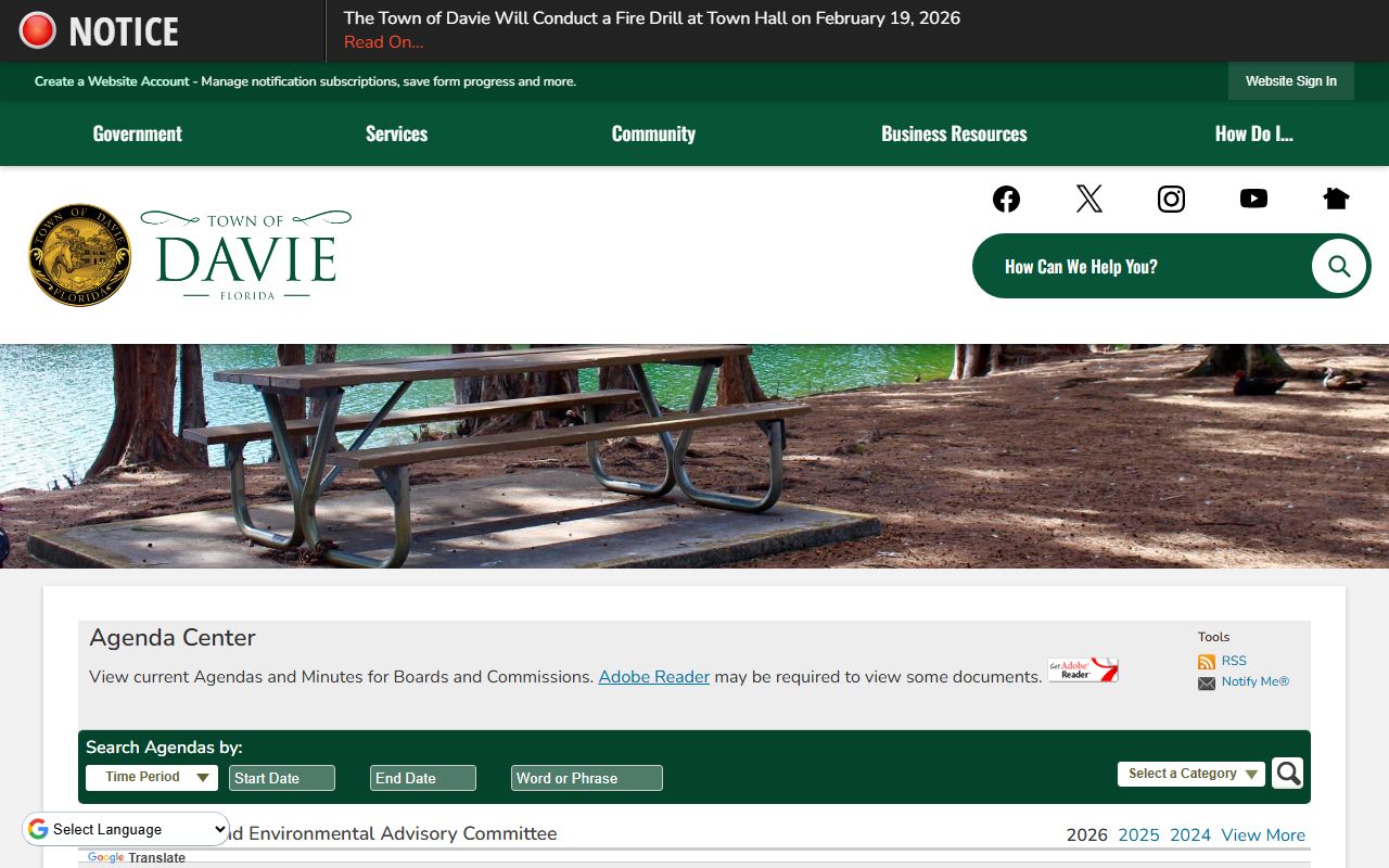 Davie Police Department booking records page