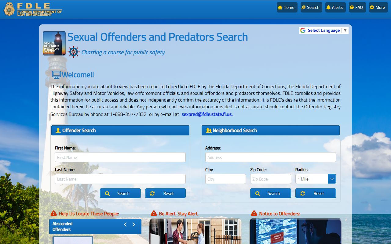 Gainesville FDLE offender search for booking record data