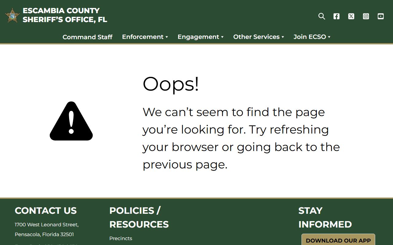 Escambia County Sheriff inmate search tool for 72 hour booking records