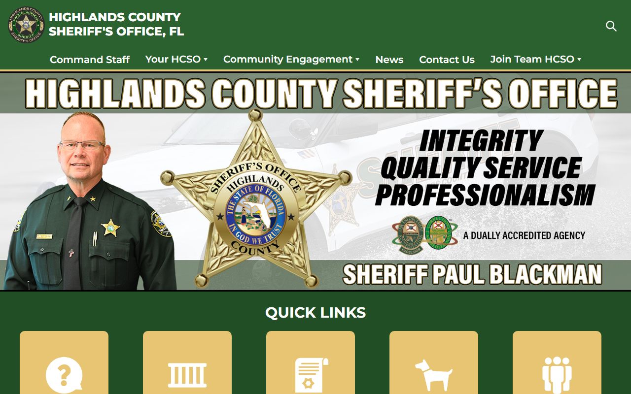 Highlands County inmate search portal for 72 hour booking records