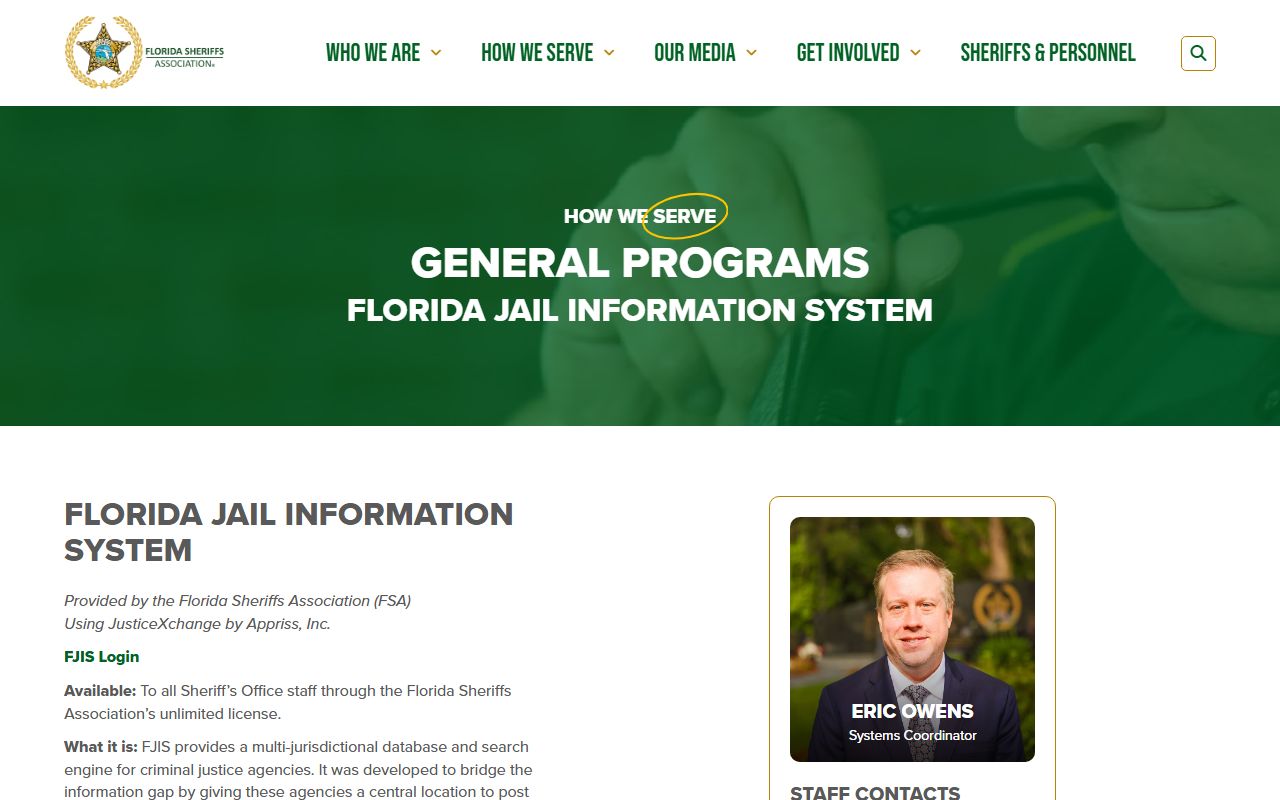 Florida Jail Information System FJIS booking records page